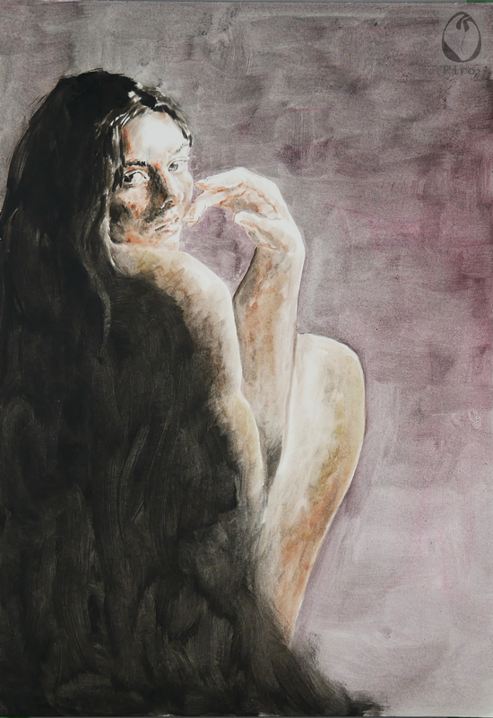 oil on paper - olio su carta di Piro